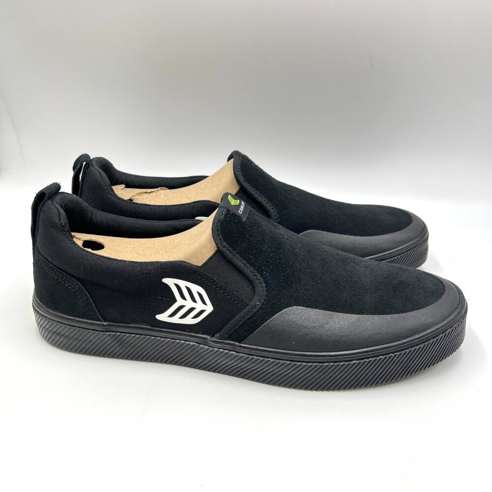 Cariuma Mens Size 13‎ Black Suede Canvas Slip On Sneakers Shoes